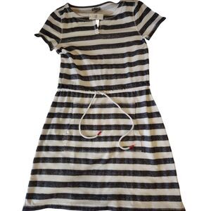 Talbots Black White Striped Short Sleeve V-neck Short Stretch Dress Size PS